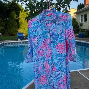 Lilly Pulitzer Tropical Blue and Pink Coverup